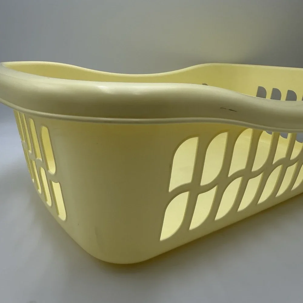 Yellow Laundry‎ Basket Handles Sturdy Prop Shallow Butter Yellow